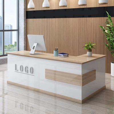 Sleek Luxurious L-Shaped Reception Desk with Thick Desktop（West Coast）