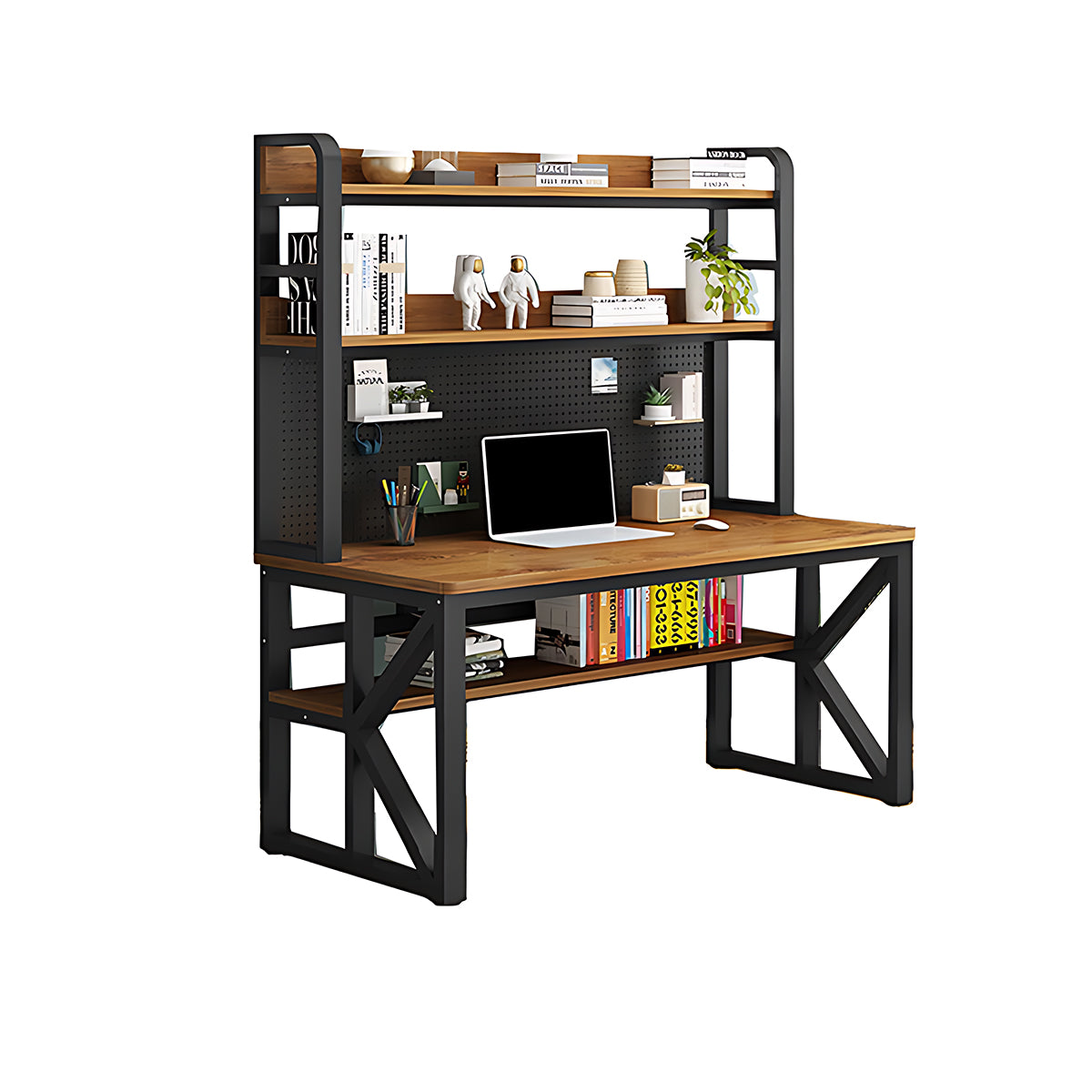 Modern Solid Wood Desk with Multi-Functional Storage & Efficient Organization