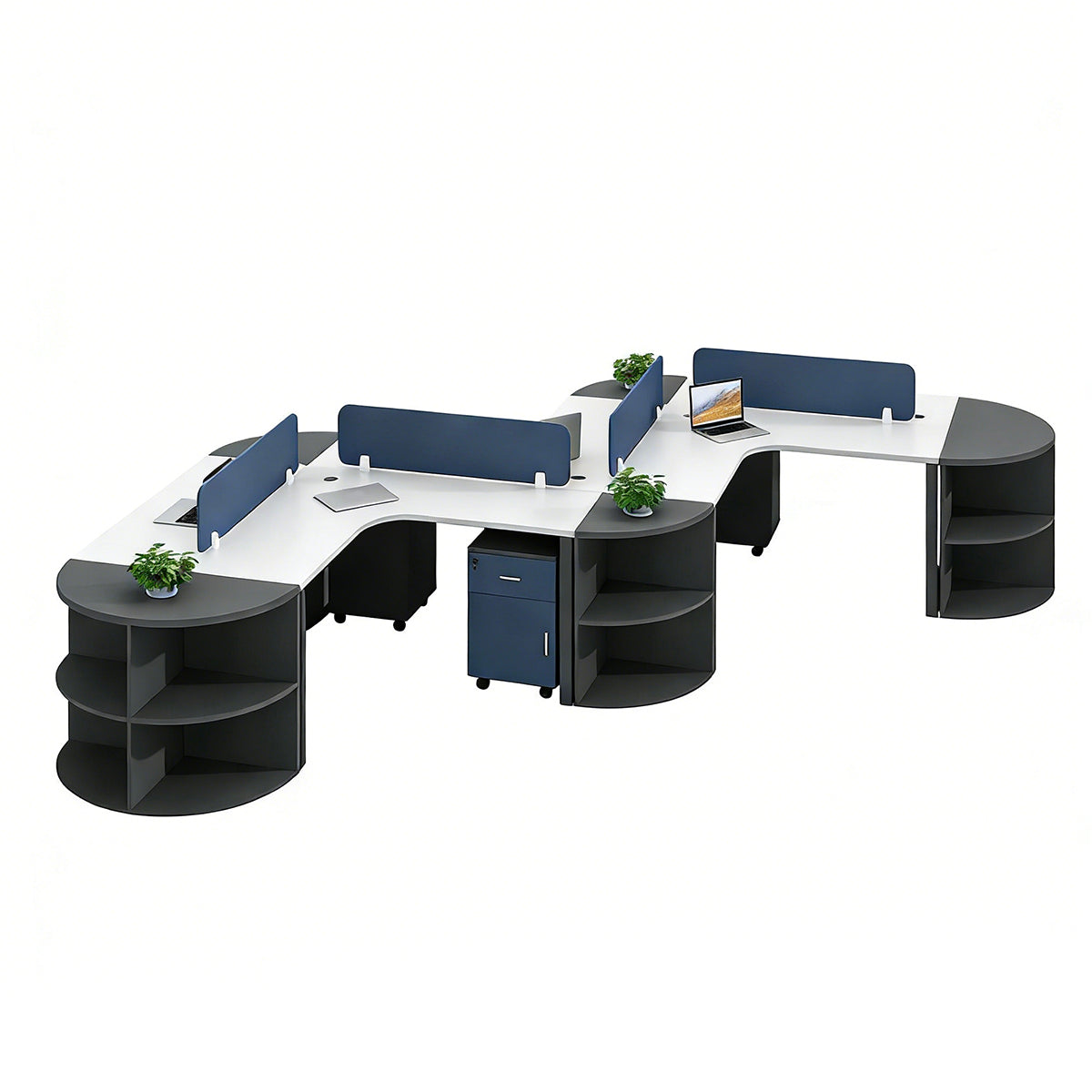 Spacious Office Desk with Privacy Panel and Cable Management