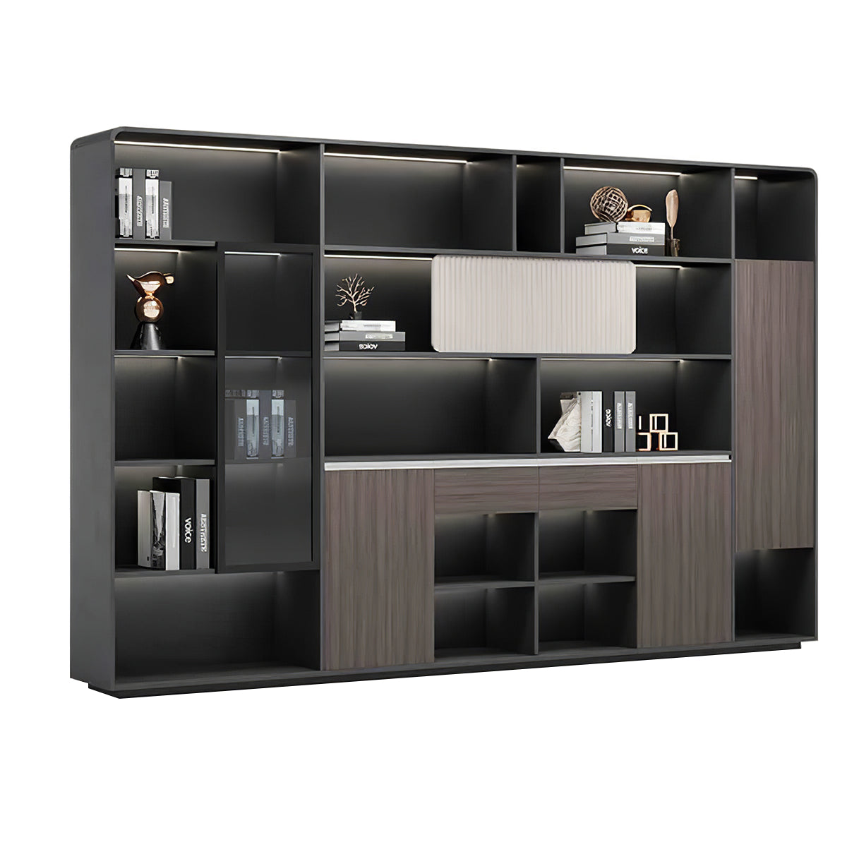 Executive Desk, matching file cabinet, L110" x W16" x H79", for executive office workspace, modern executive office furniture