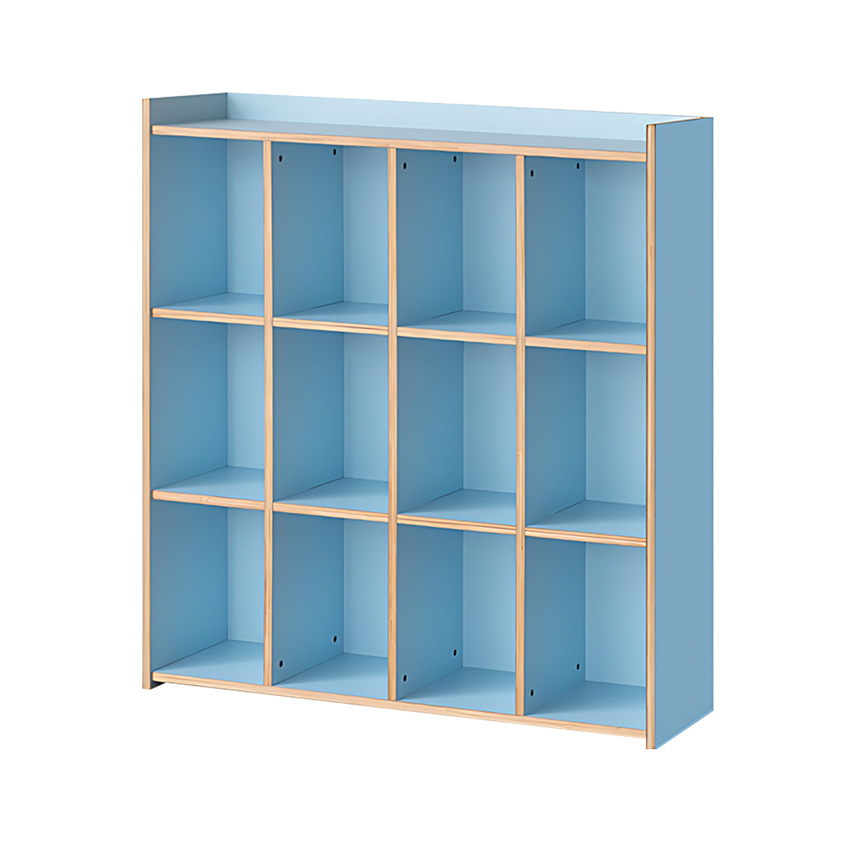 Minimalist Light Blue Birch Plywood Bookshelf with Modular Storage