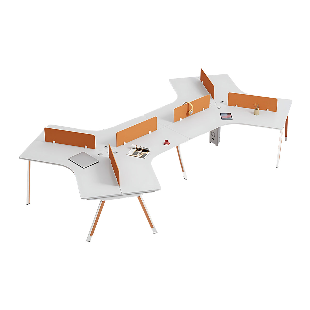 Modular Modern Office Desk with Two-Tone Lacquered Metal Legs