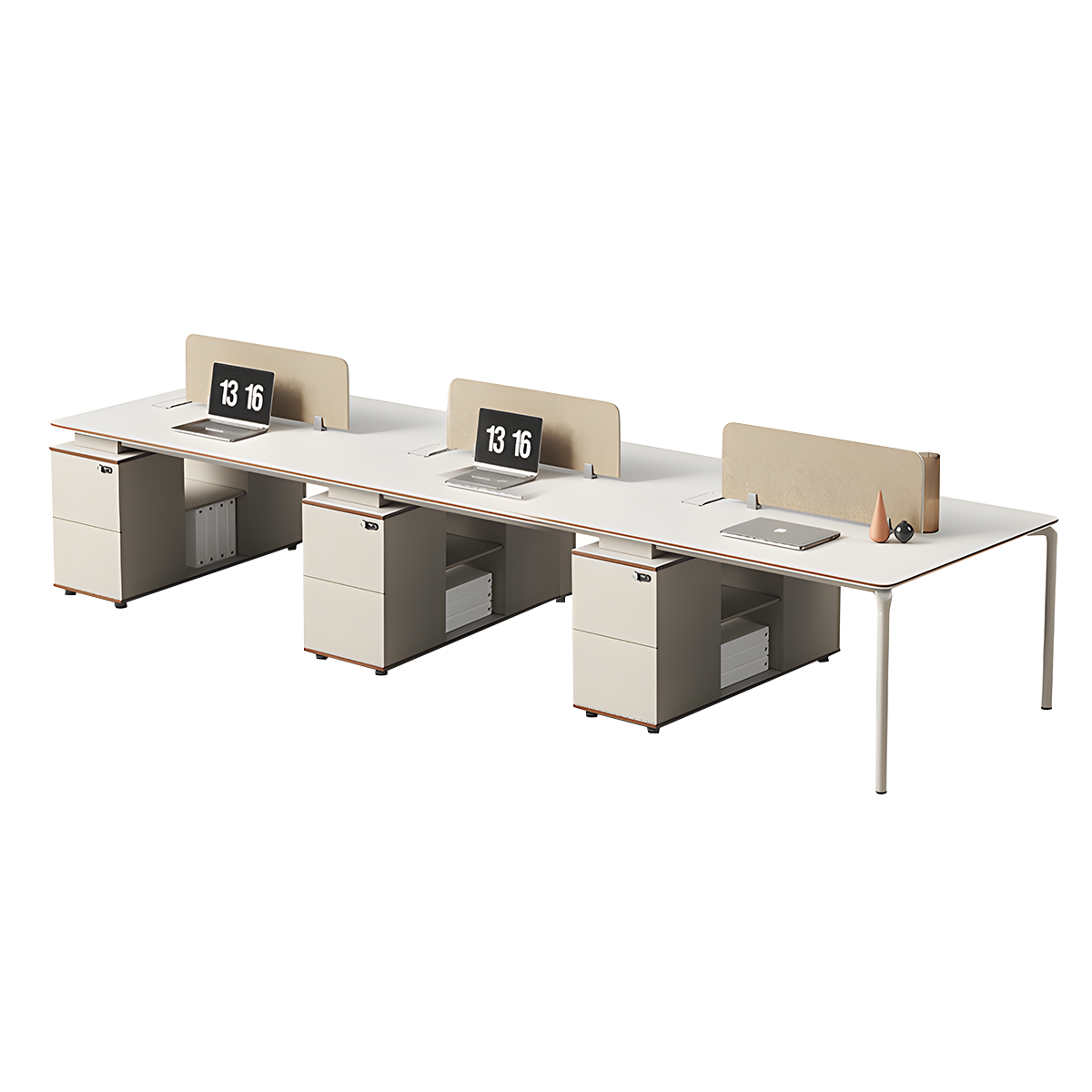 Minimalist Office Desk E1 Board Aluminum Legs Lockable Dual Drawer Cable