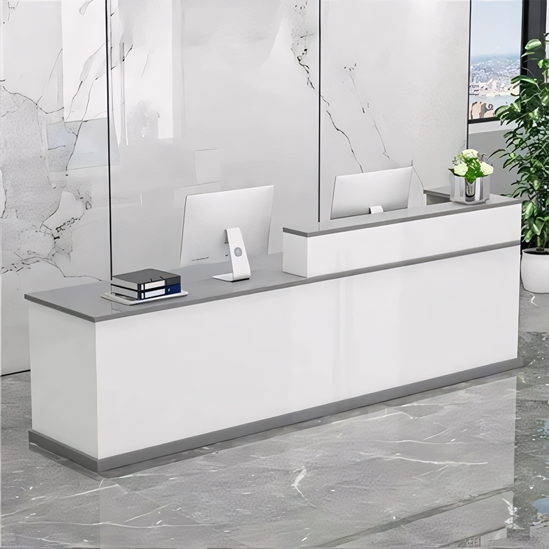 Minimalist Modern Functional Reception Desk with Thick Tabletop（Stock Items）