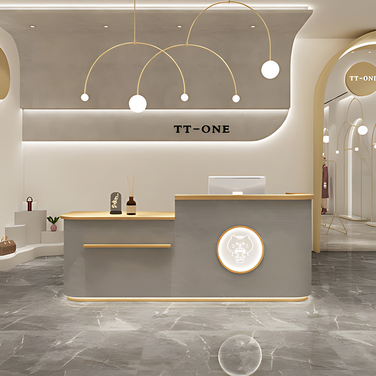 Curved Shop Checkout Reception Desk