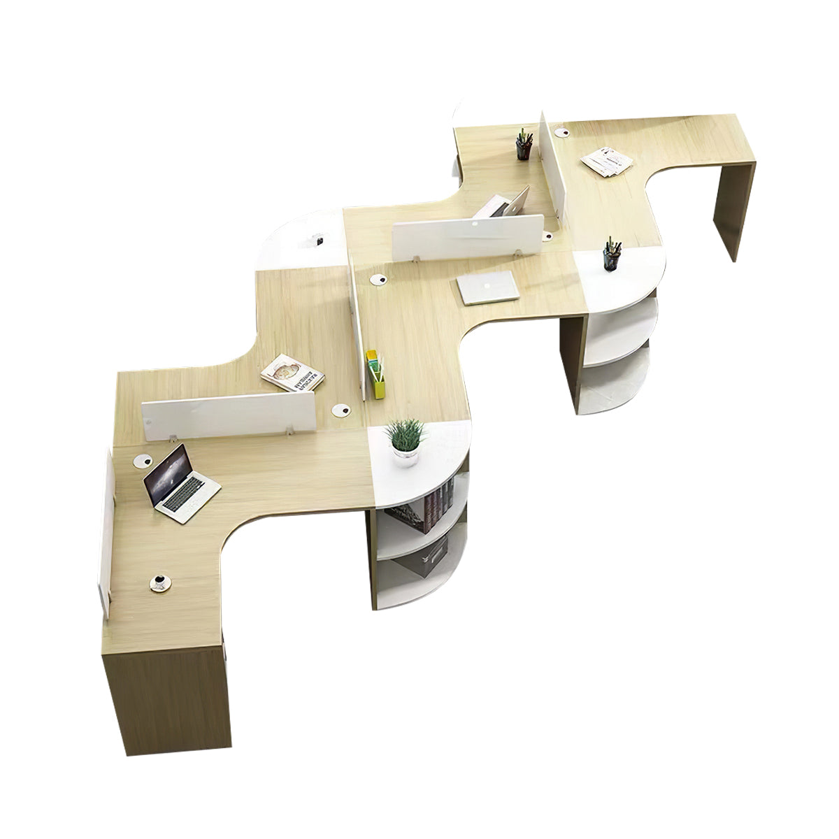 Modern Corner Shaped Employee Office Desk with Partition Panel