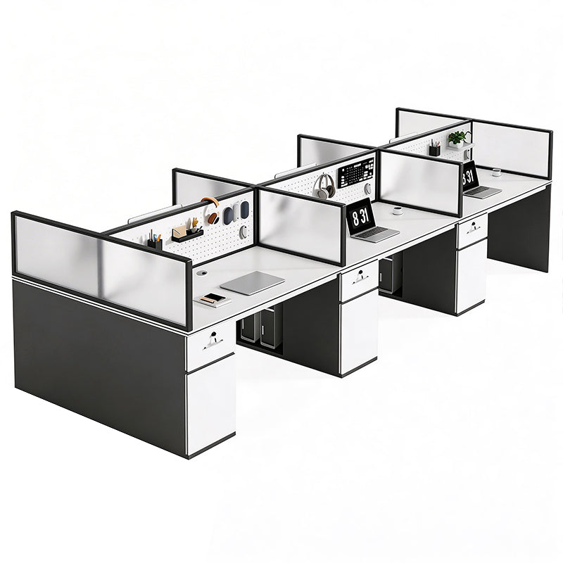 Modern Minimalist Office Desk with Functional Privacy Panels, Ample Storage Space