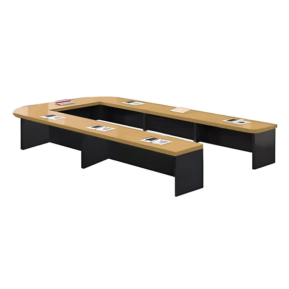 U-Shaped Conference Table 94–299 in Wide (8–25 ft) for 6–24 People with Built-In Power Outlets