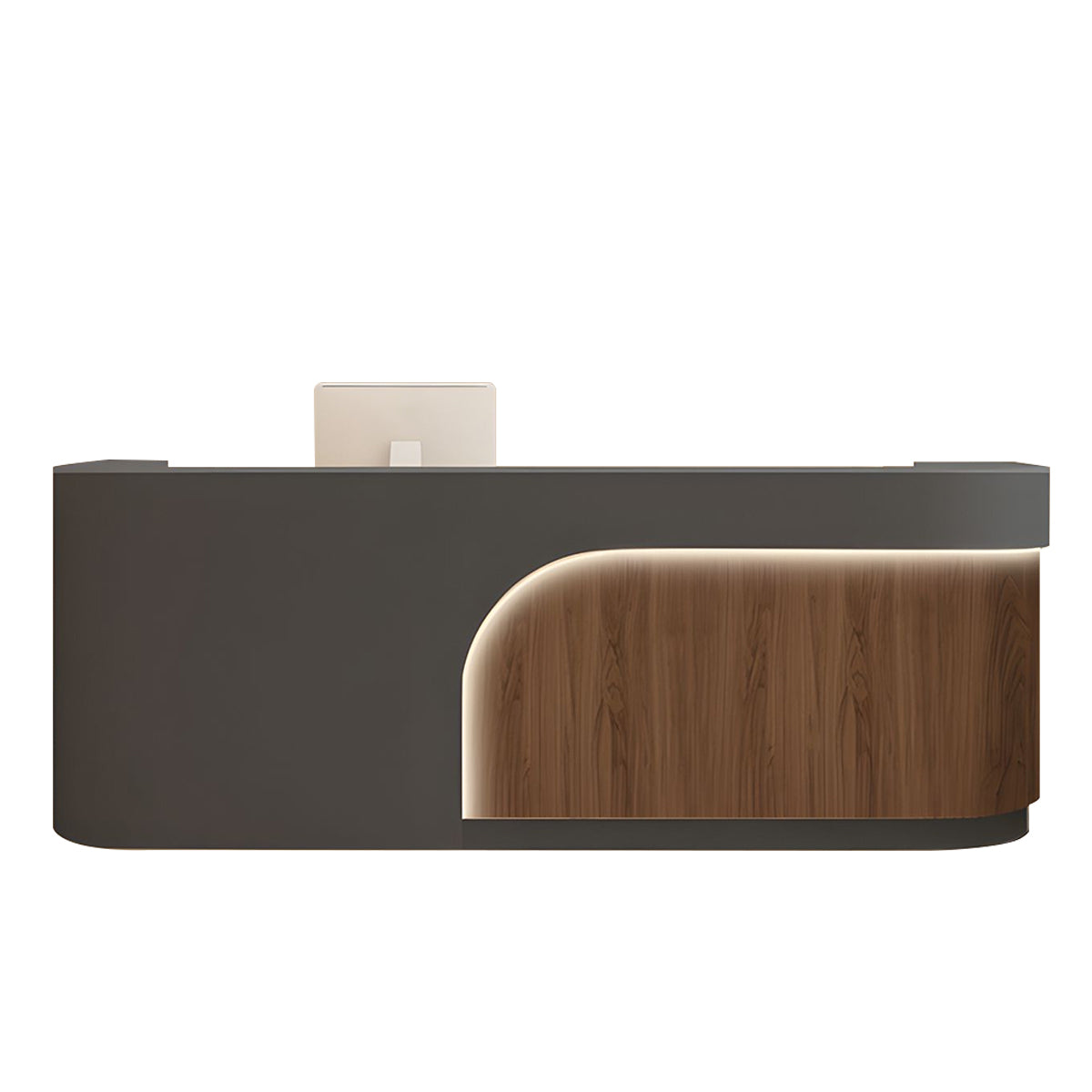 Alt Reception Modern Minimalist Reception Desk 118–177 in Wide with LED Accent Light ...