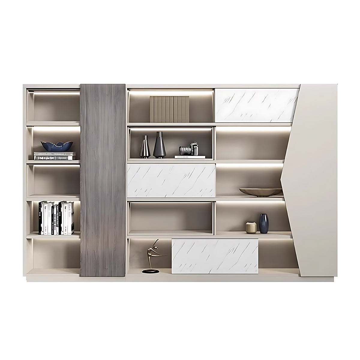 Minimalist Modern Storage Cabinet with Open and Closed Compartments