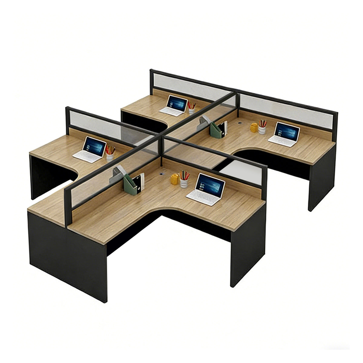 Modern Minimalist Office Desk – Two-Tone Office Workstation with Cable Management