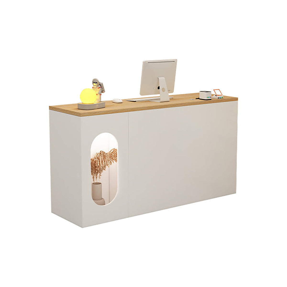 Modern Reception Desk 39–63 in Wide with Lockable Drawers & Transaction Counter