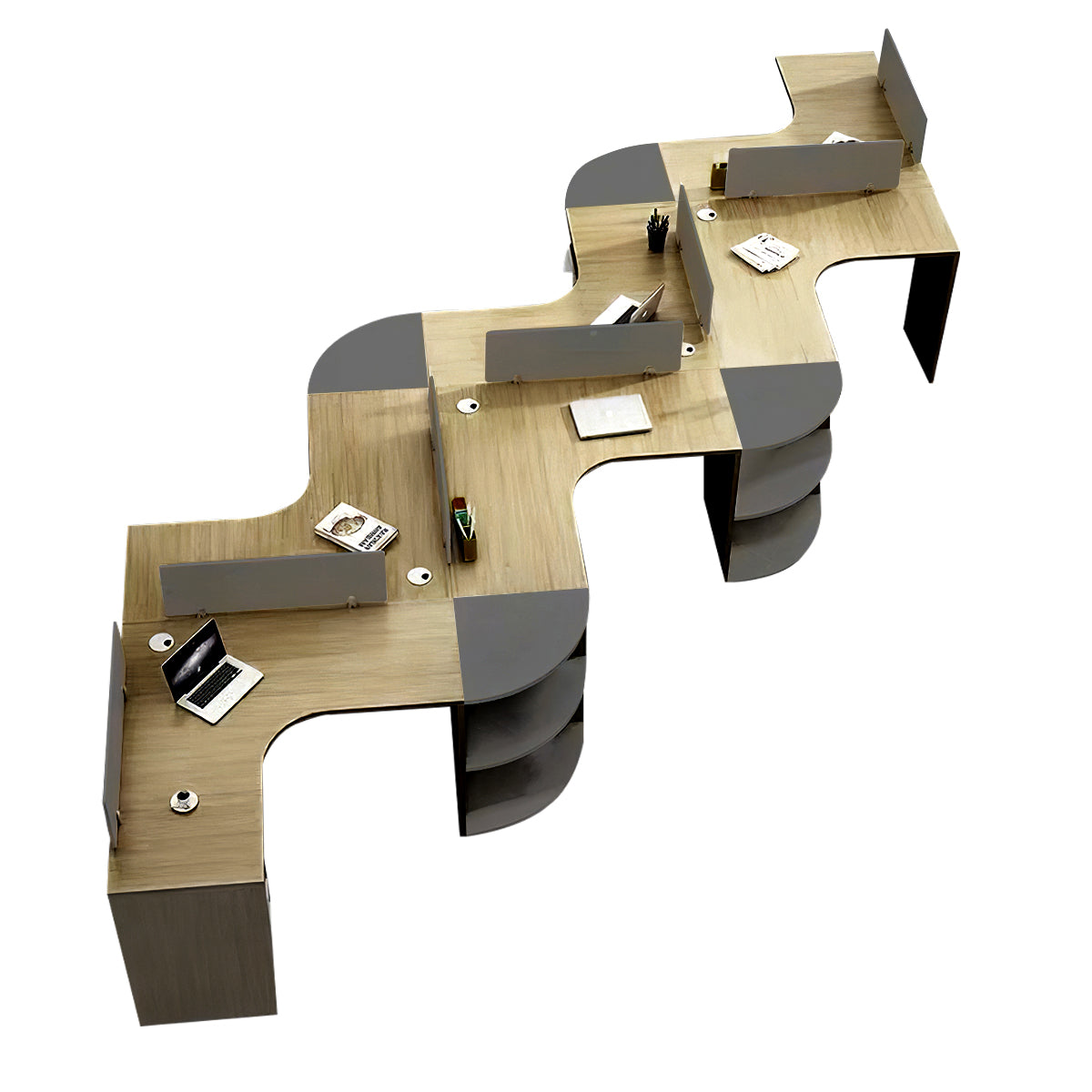 Modern Corner Shaped Employee Office Desk with Partition Panel