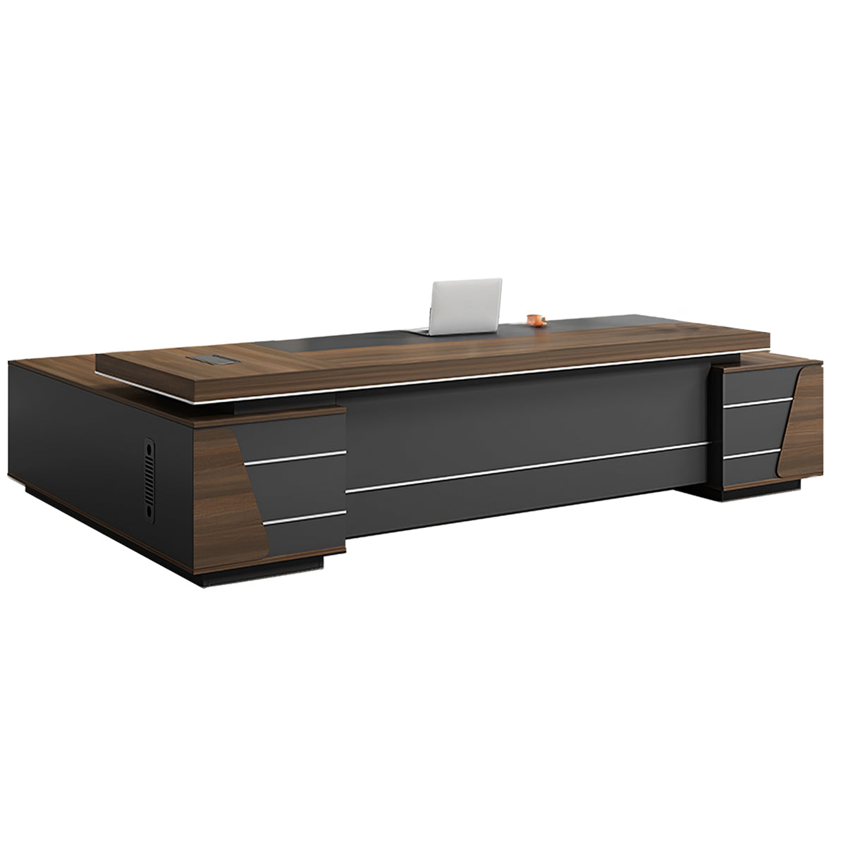 Modern L-shaped Executive Desks with Side Storage Cabinet