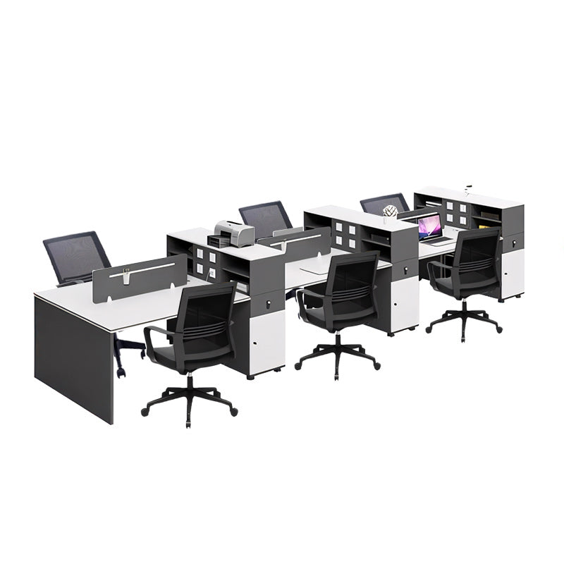 Simple and Stylish Staff Office Desk and Chair Set, Black and White