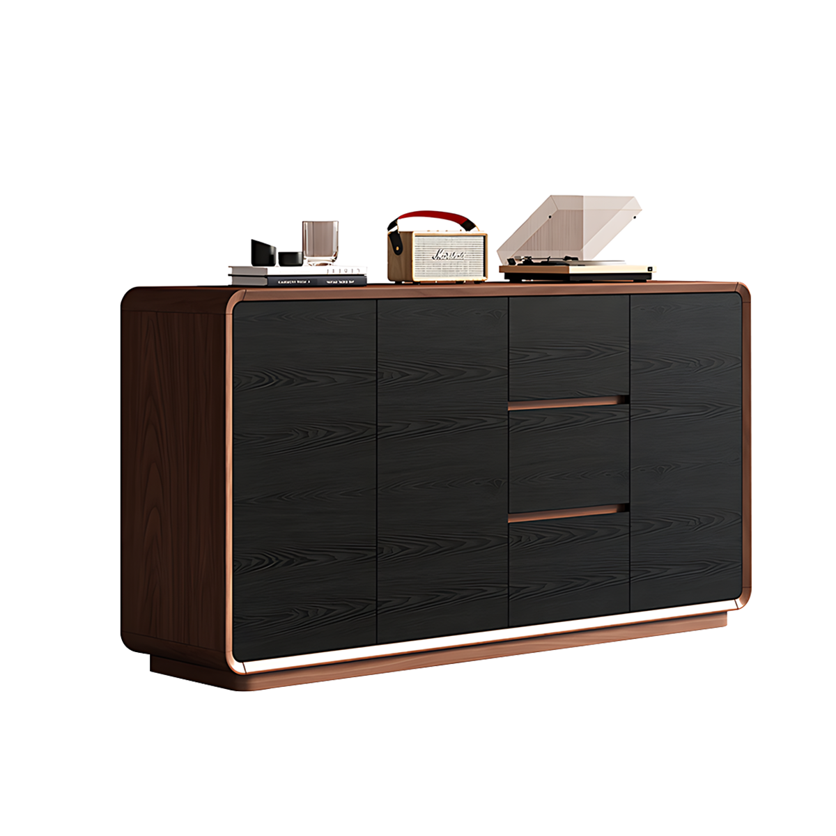 Sleek Solid Wood Sideboard with Adjustable Shelves and Hidden Handles