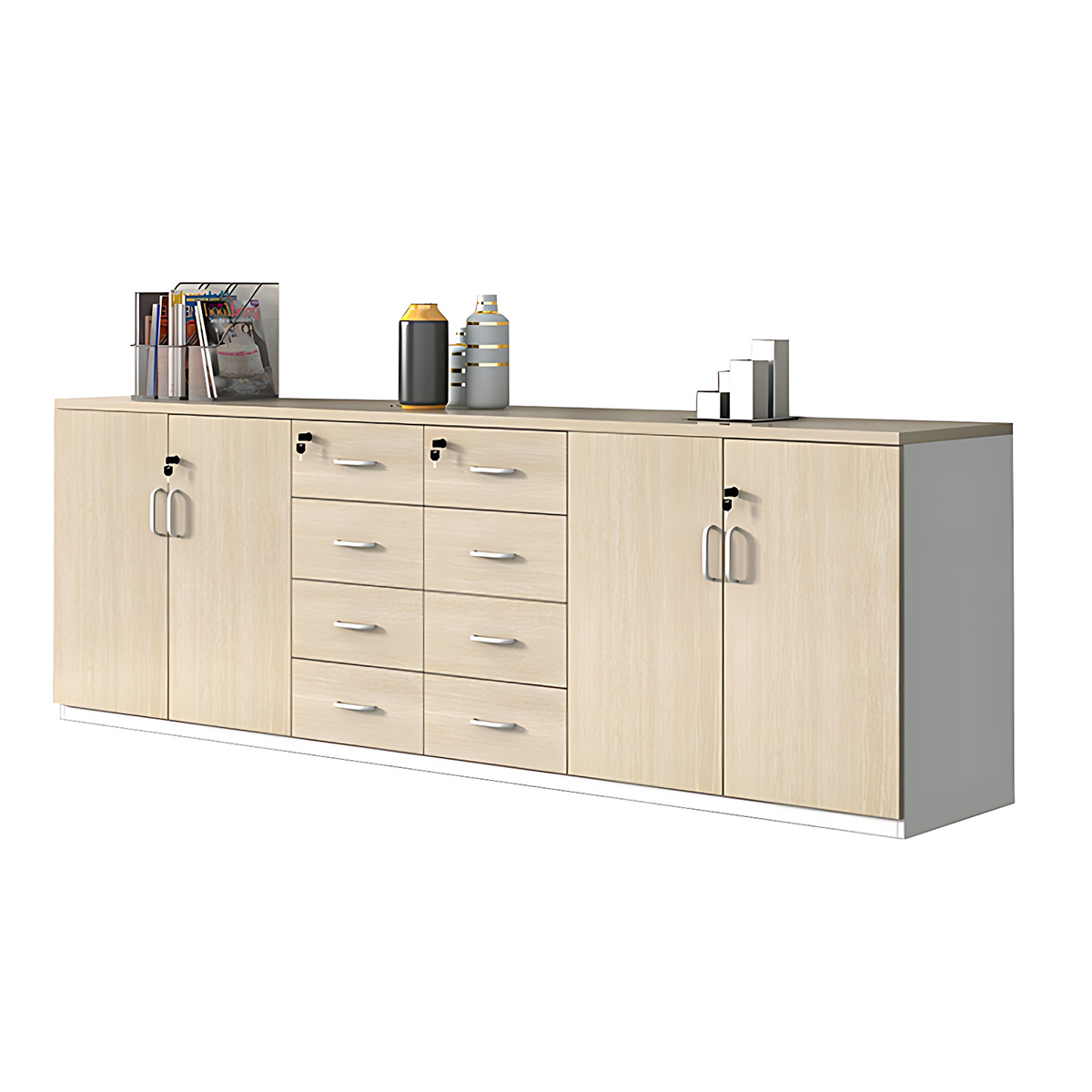 Minimalist Functional Storage Cabinet with Shelves and Drawers