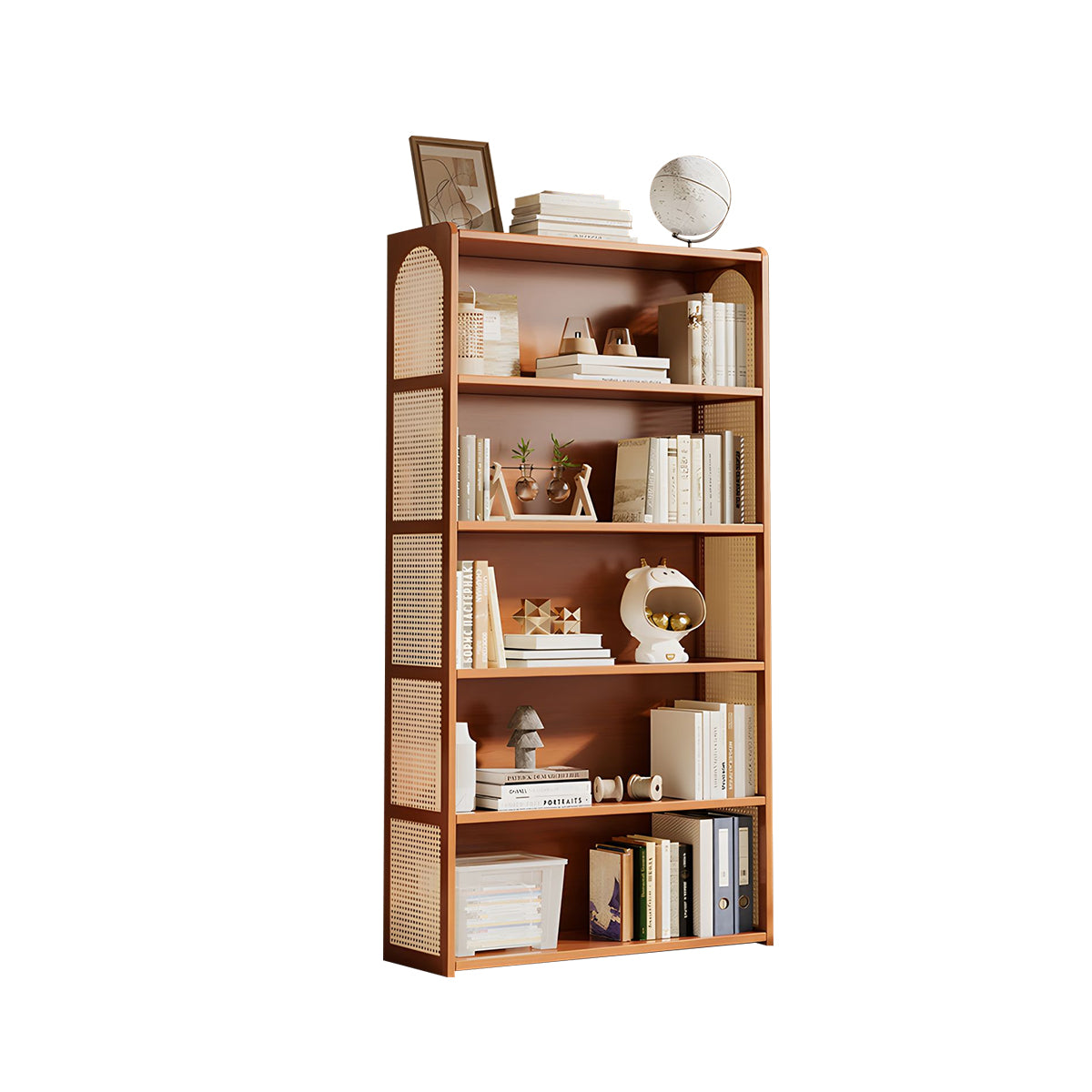 Multi-Functional Bamboo Bookshelf with Spacious Shelves and Raised Edges