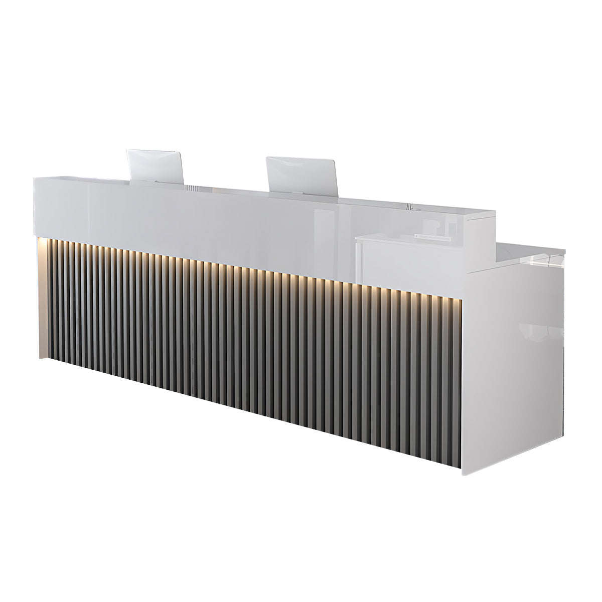 Luxurious Reception Desk with Ample Storage & LED Lights for Office