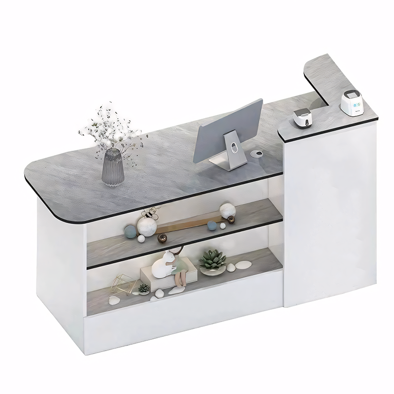 Modern  Reception Desk Retail Counter with Display Shelf（East Coast）