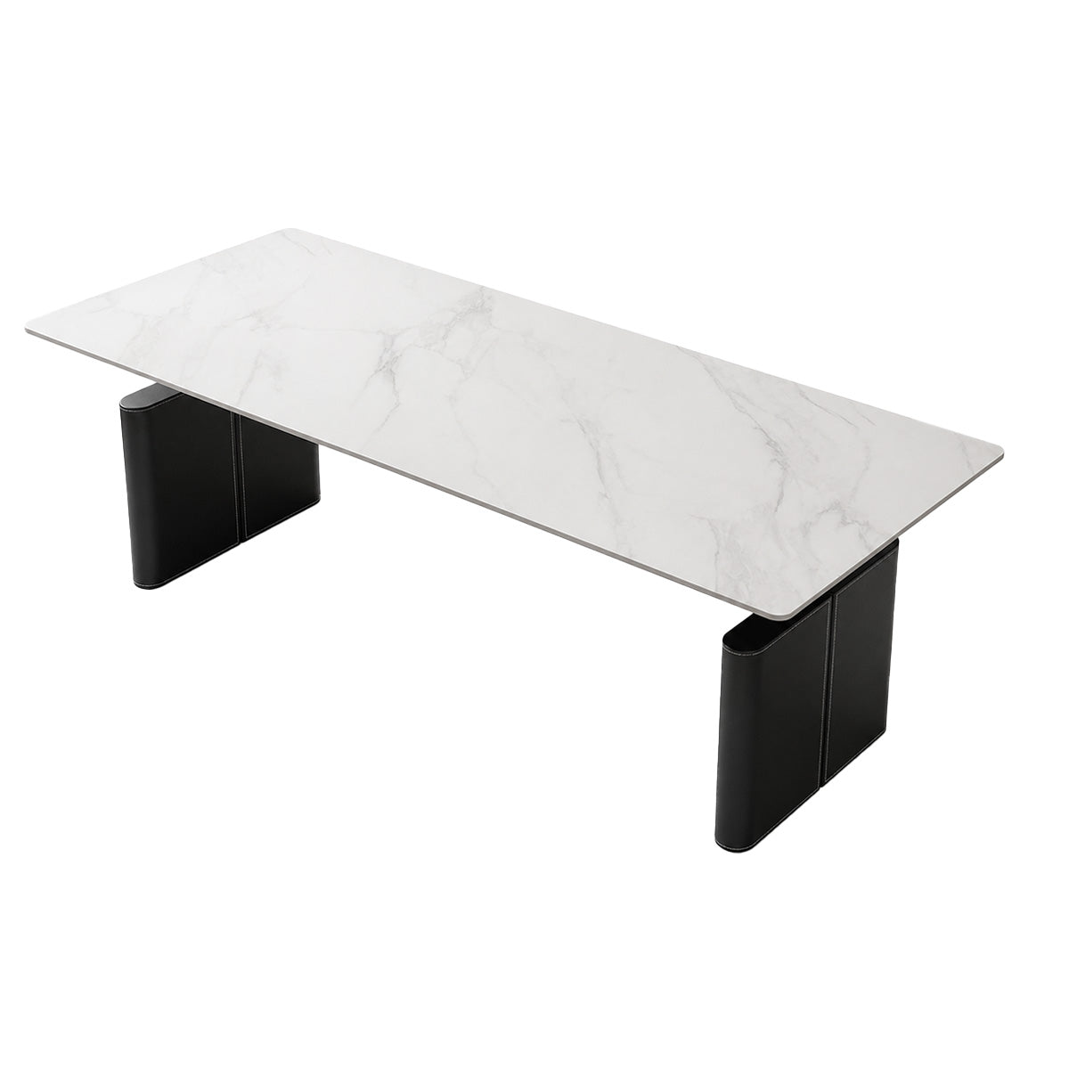 Electric Height-Adjustable Executive Desk with Power Hub and Saddle Leather Top