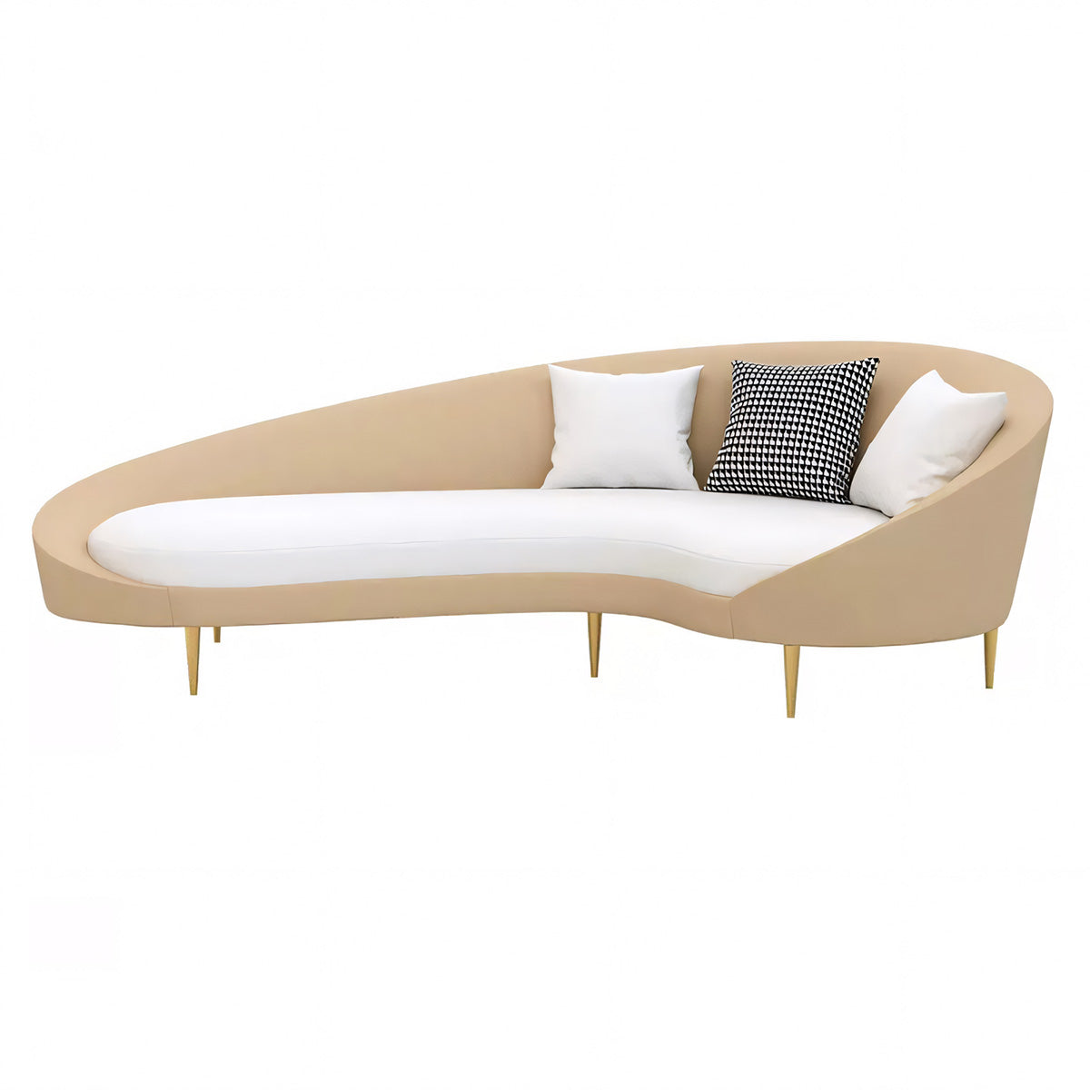 Luxurious Reception Lounge Curved Sofa, Three Seater, Orange