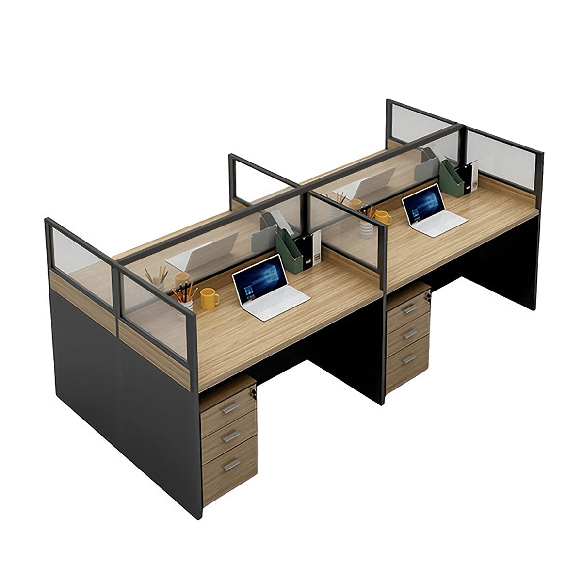 Modern Minimalist Office Desk – Two-Tone Office Workstation with Cable Management