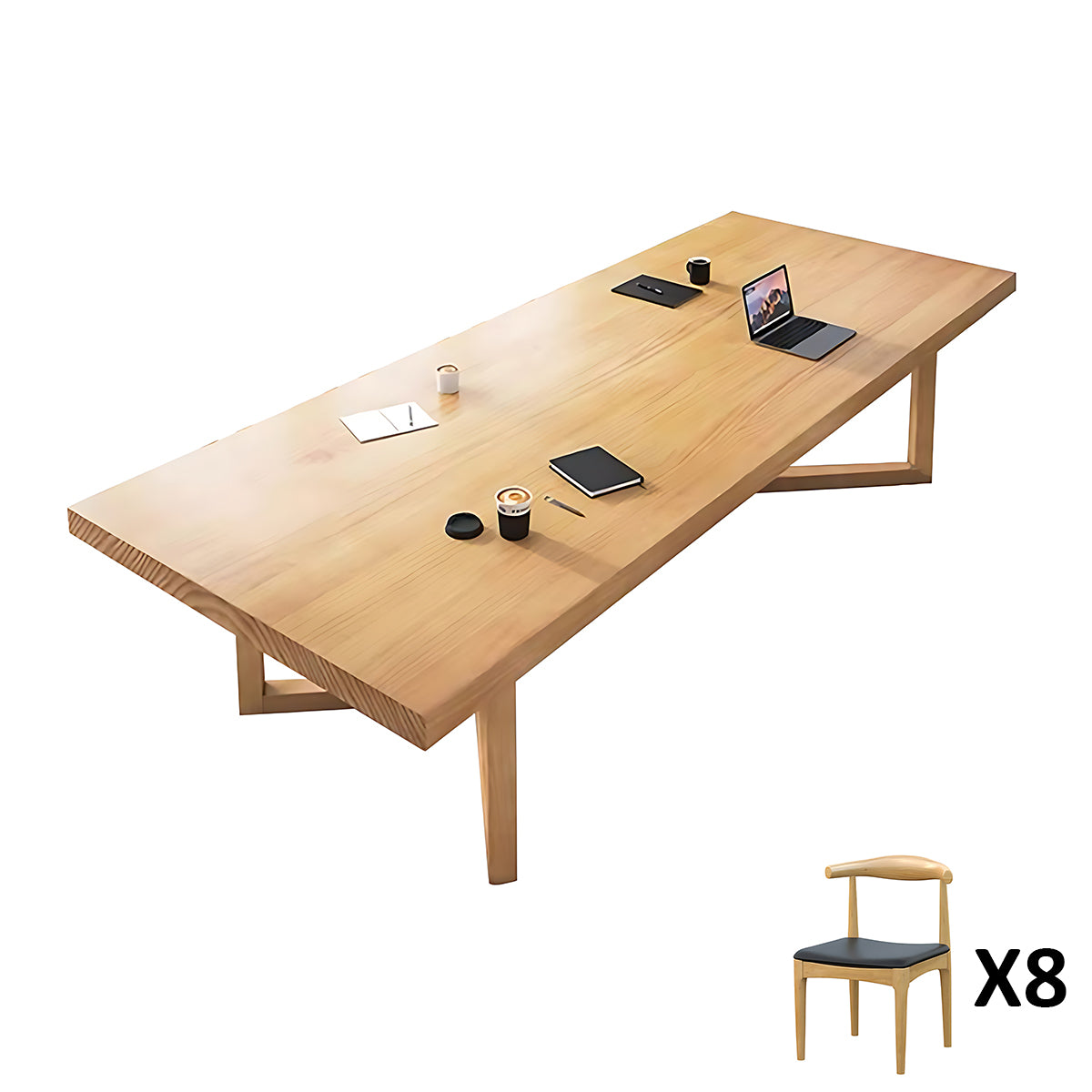 Simple Rectangular Solid Wood Conference Table Workbench