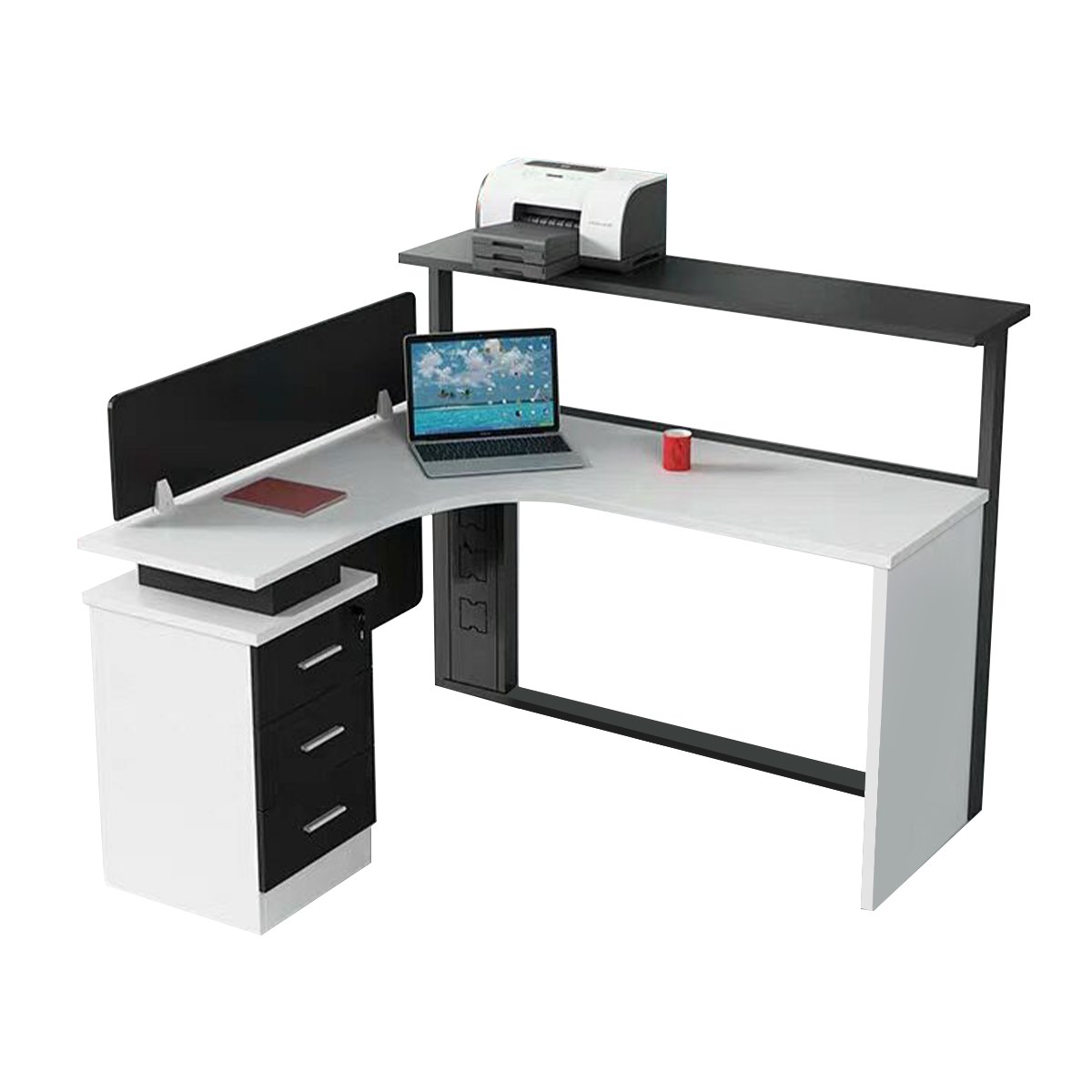 Employee Desk Minimalist Melamine Top Scratch Resistant Steel Legs