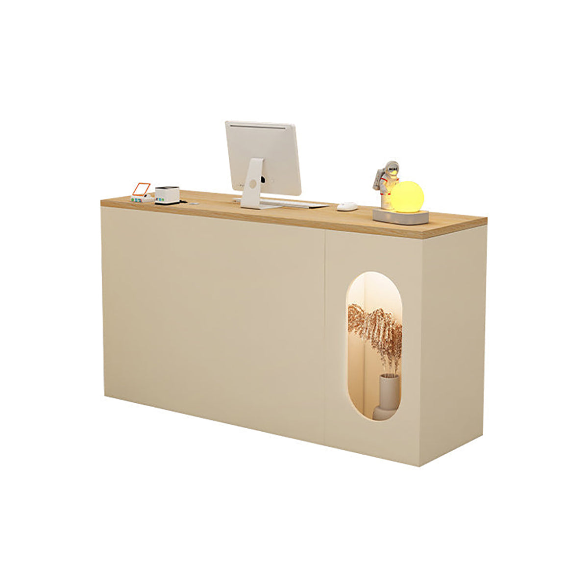 Modern Reception Desk 39–63 in Wide with Lockable Drawers & Transaction Counter