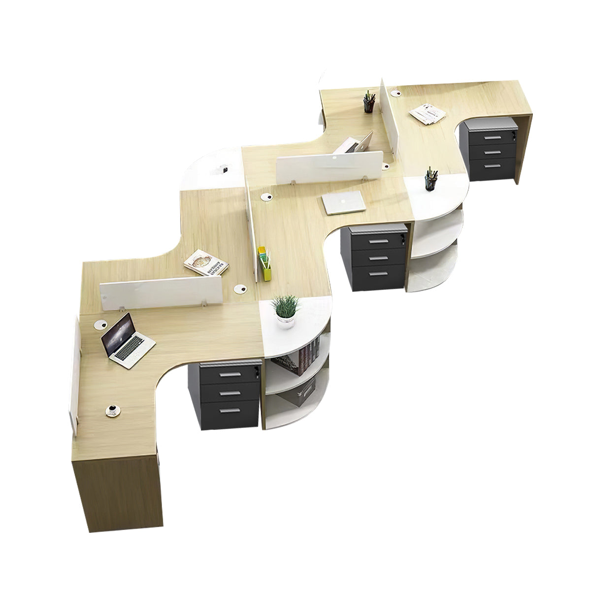 Modern Corner Shaped Employee Office Desk with Partition Panel