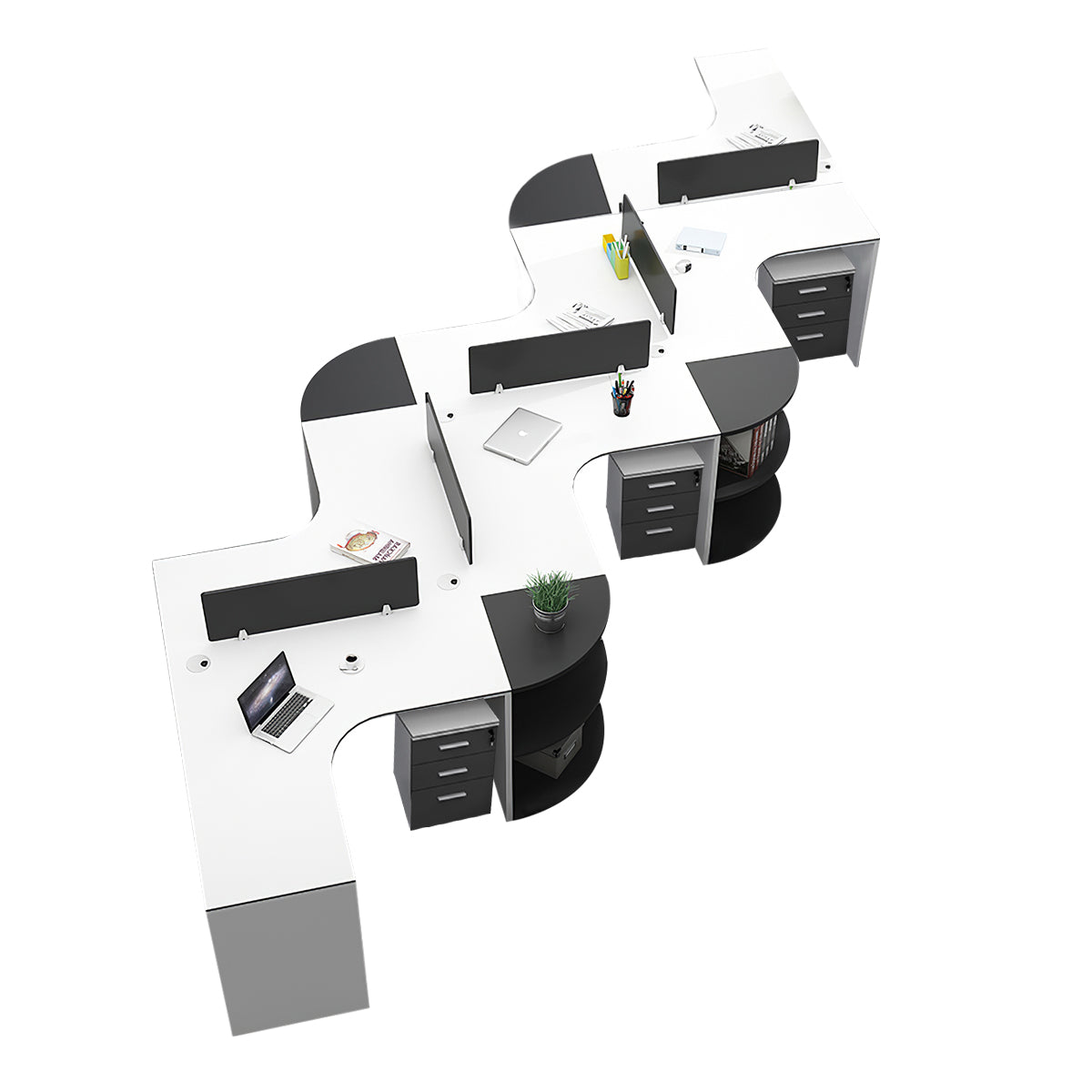 Modern Corner Shaped Employee Office Desk with Partition Panel