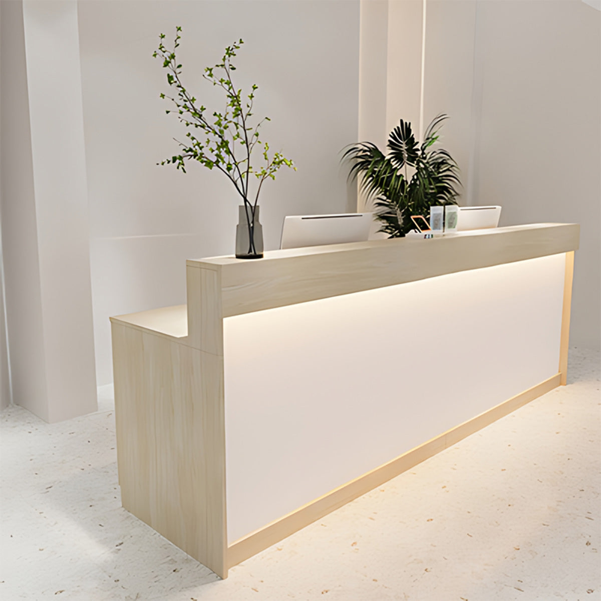 Reception Desk with Light Counter Table with Keyboard Tray and Draw（East Coast）