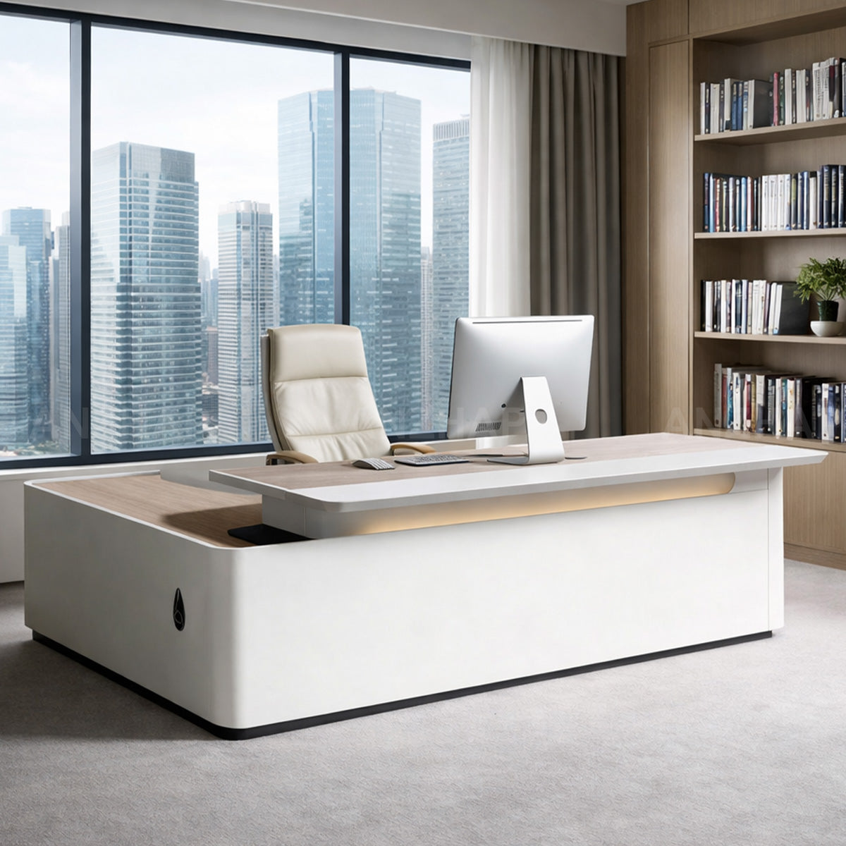 Modern Executive Office Desk with Cabinet Storage and Cable Management（Stock Items）
