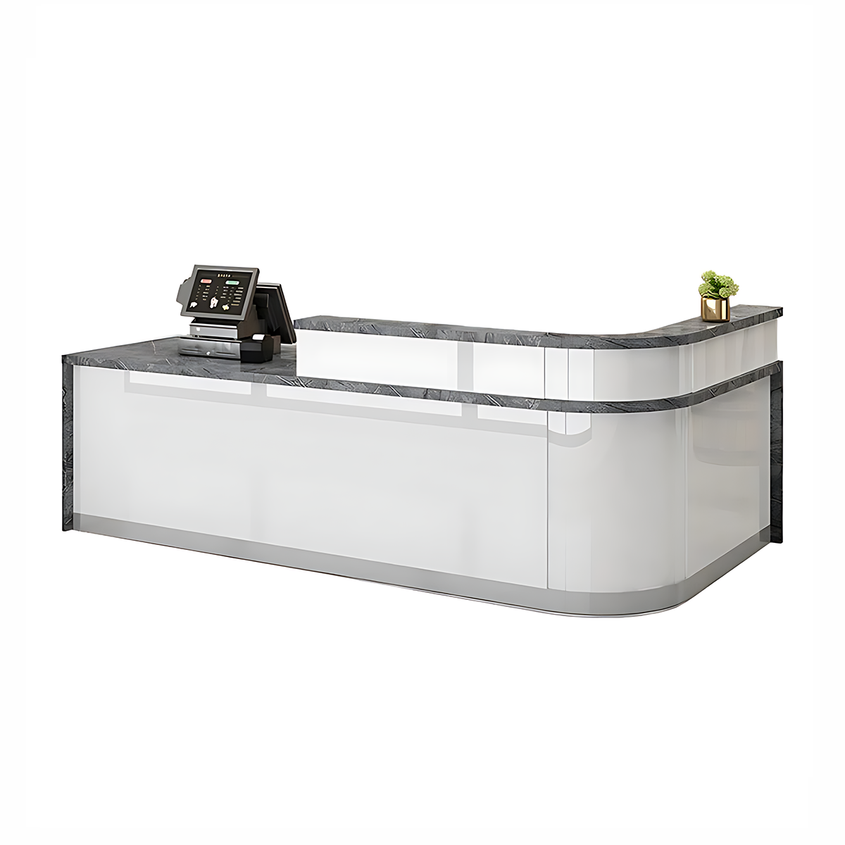 Rectangular Laminate Reception Desk with Filing Cabinet