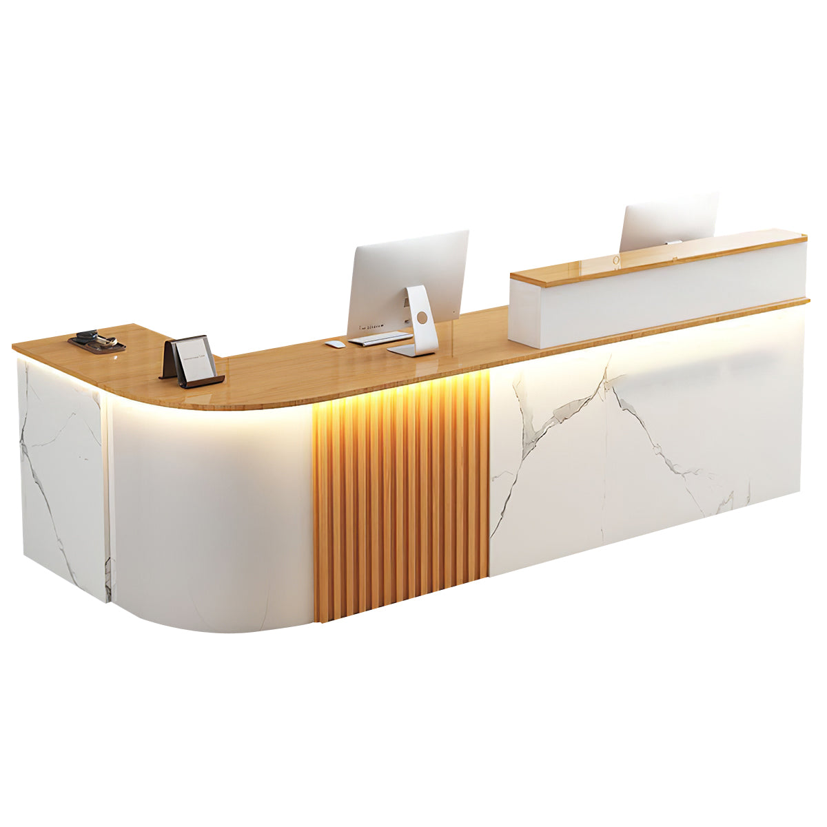 L-Shaped White Office Reception Desk and Store Counter