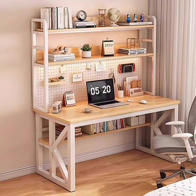 Modern Solid Wood Desk with Multi-Functional Storage & Efficient Organization