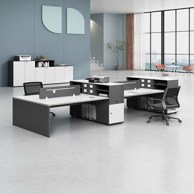 Simple and Stylish Staff Office Desk and Chair Set, Black and White