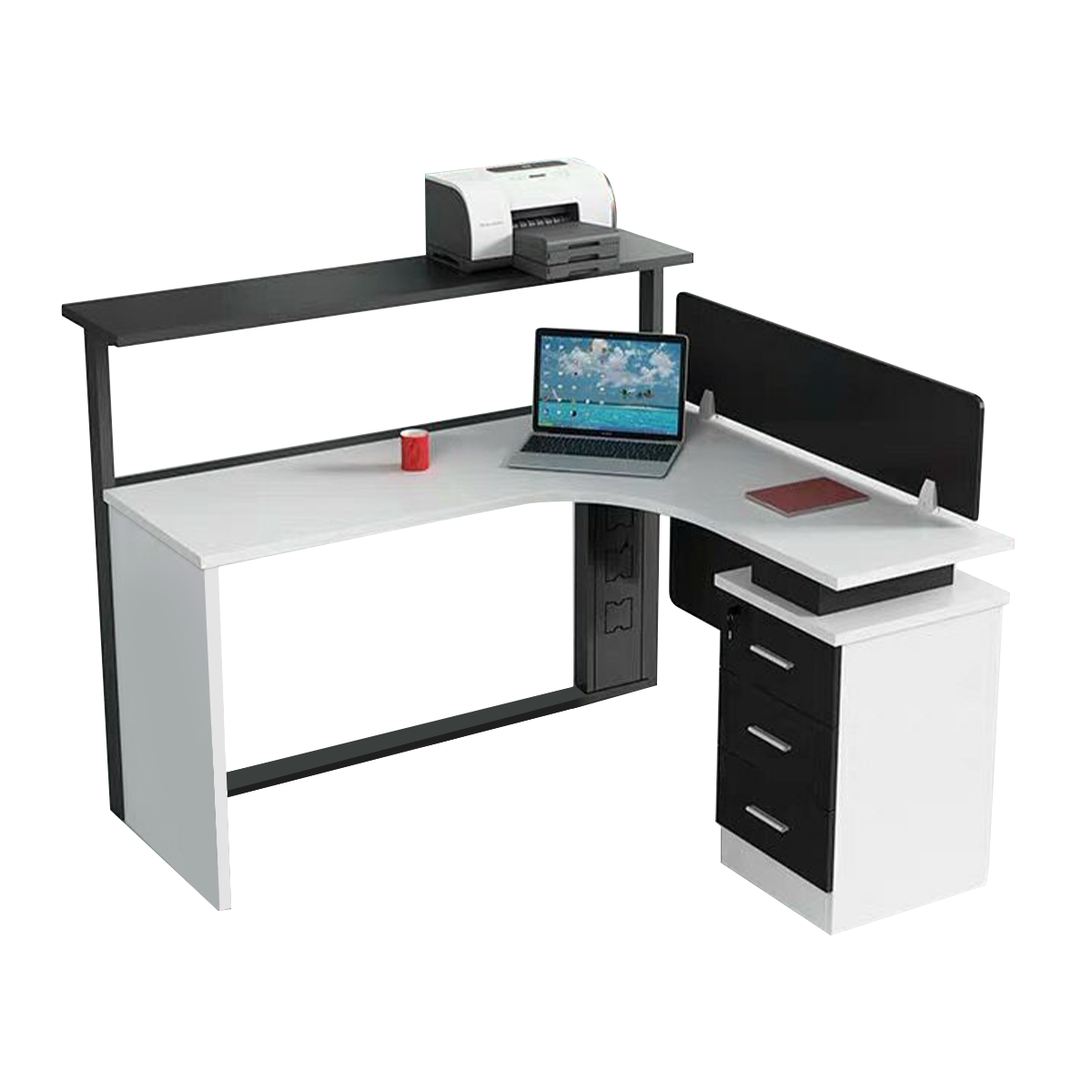 Employee Desk Minimalist Melamine Top Scratch Resistant Steel Legs