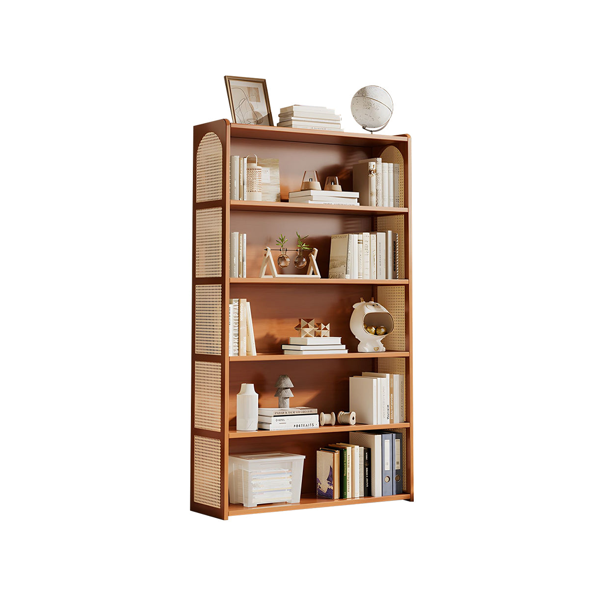 Multi-Functional Bamboo Bookshelf with Spacious Shelves and Raised Edges