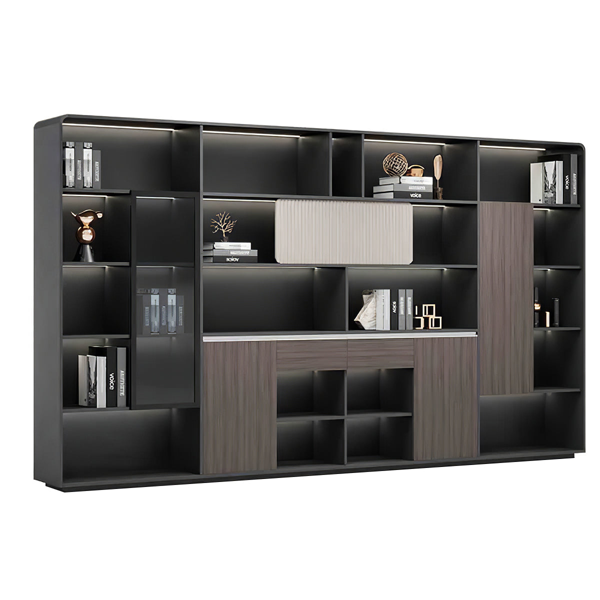 Executive Desk, matching file cabinet, L126" x W16" x H79", for executive office workspace, modern executive office furniture