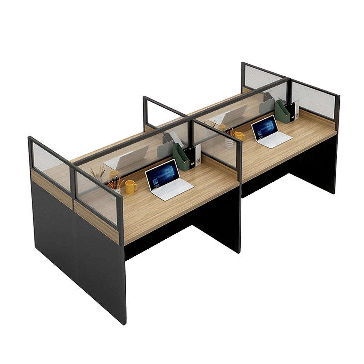 Modern Minimalist Office Desk – Two-Tone Office Workstation with Cable Management