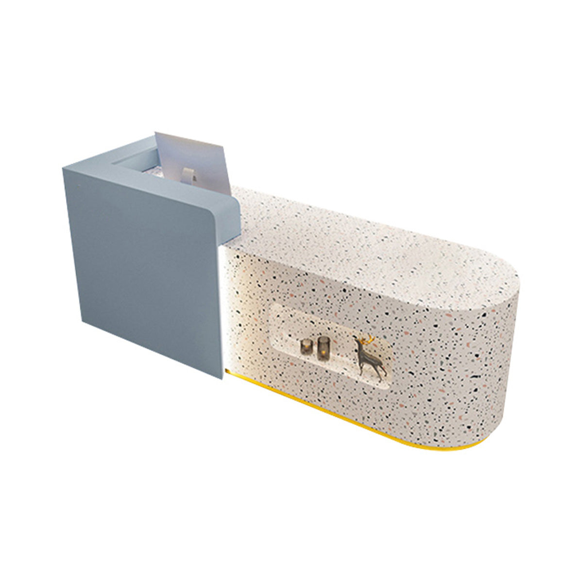 Round Reception Desk 63 in Wide with Dual-Tone, Keyboard Tray & File Drawers for Retail（Stock Items）