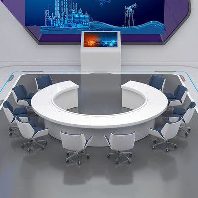 Creative Large Painted Round Conference Table in White