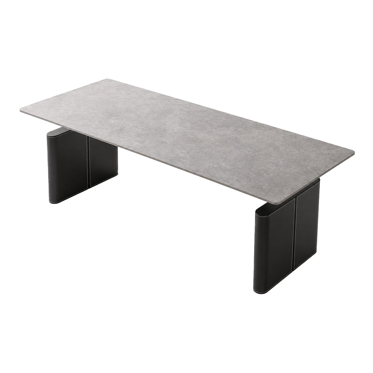 Electric Height-Adjustable Executive Desk with Power Hub and Saddle Leather Top