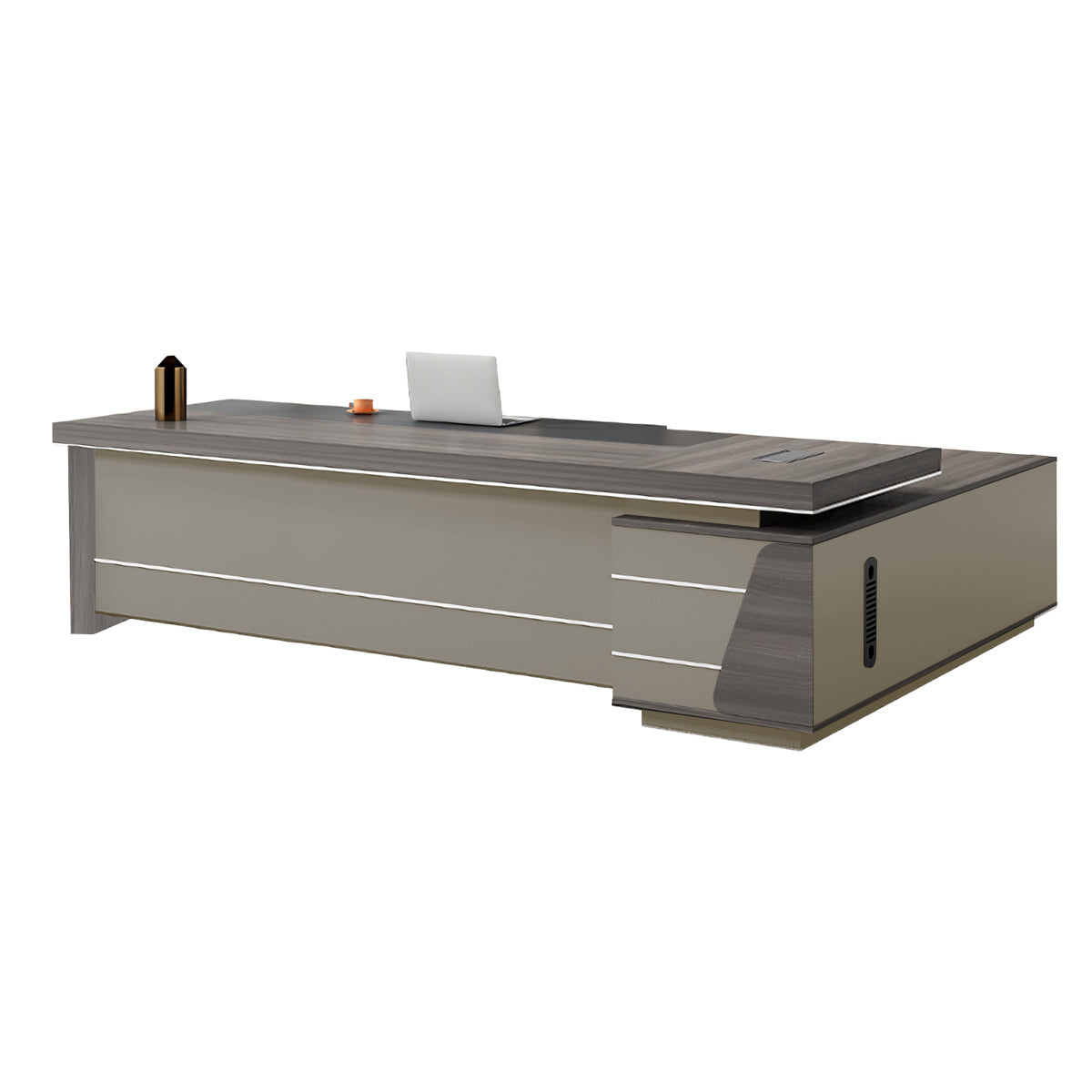 Modern L-shaped Executive Desks with Side Storage Cabinet