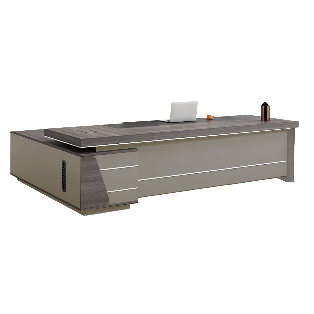 Modern L-shaped Executive Desks with Side Storage Cabinet