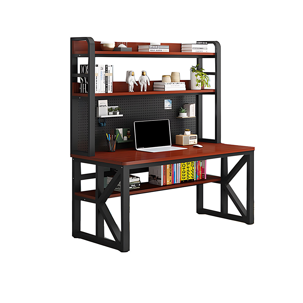 Modern Solid Wood Desk with Multi-Functional Storage & Efficient Organization