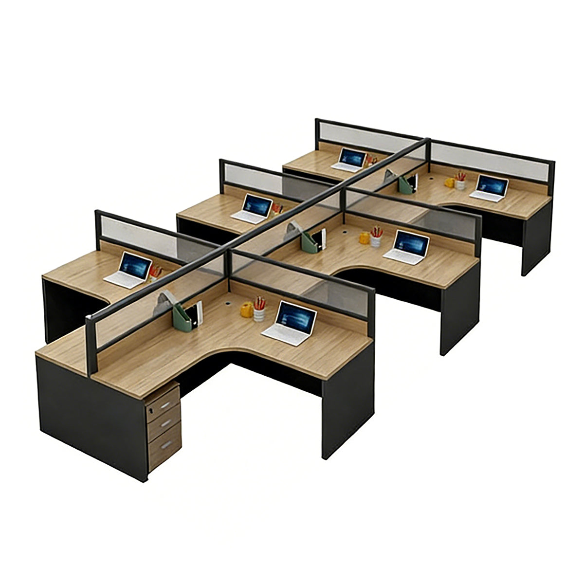 Modern Minimalist Office Desk – Two-Tone Office Workstation with Cable Management