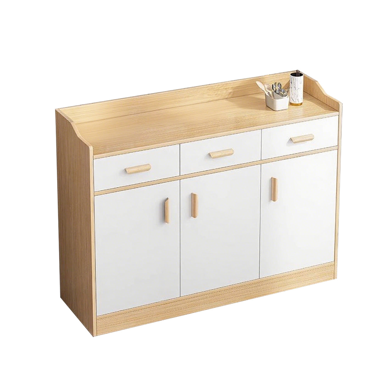 Modern Minimalist Storage Cabinet with Elevated Base and Elegant Handles